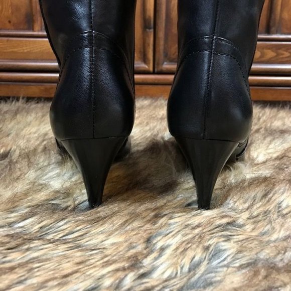 Guess Genuine Leather Leopard Faux Fur Knee High/Over the Knee Logo Ring Boot - Picture 14 of 16